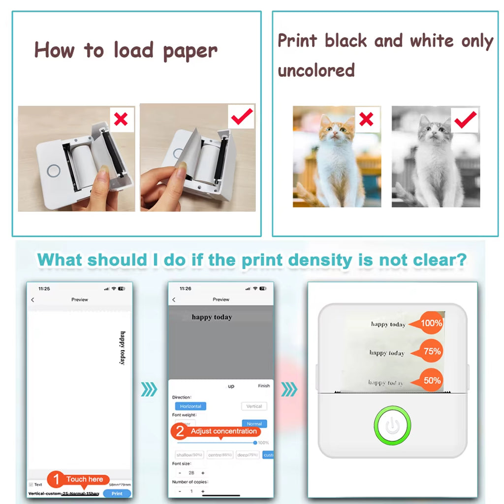 Wireless Mini Thermal Printer Wireless Mini Thermal Printer, Portable Label Maker, 200Dpi High Resolution, USB Rechargeable