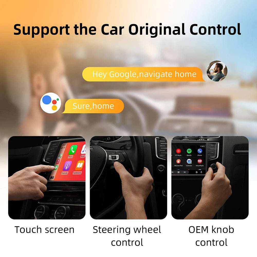 2-In-1 Wireless Carplay Dongle Wired to Wireless Android Auto Adapter AI Smart Box Car Intelligent Systems for Car with Carplay