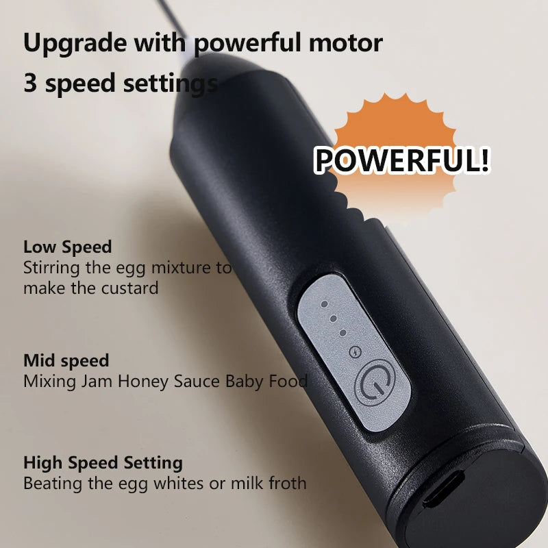 Wireless Milk Frothers Electric USB Recharge 3 Speeds Handheld Blender Small Coffee Foam Maker Whisk for Coffee Kitchen Tools