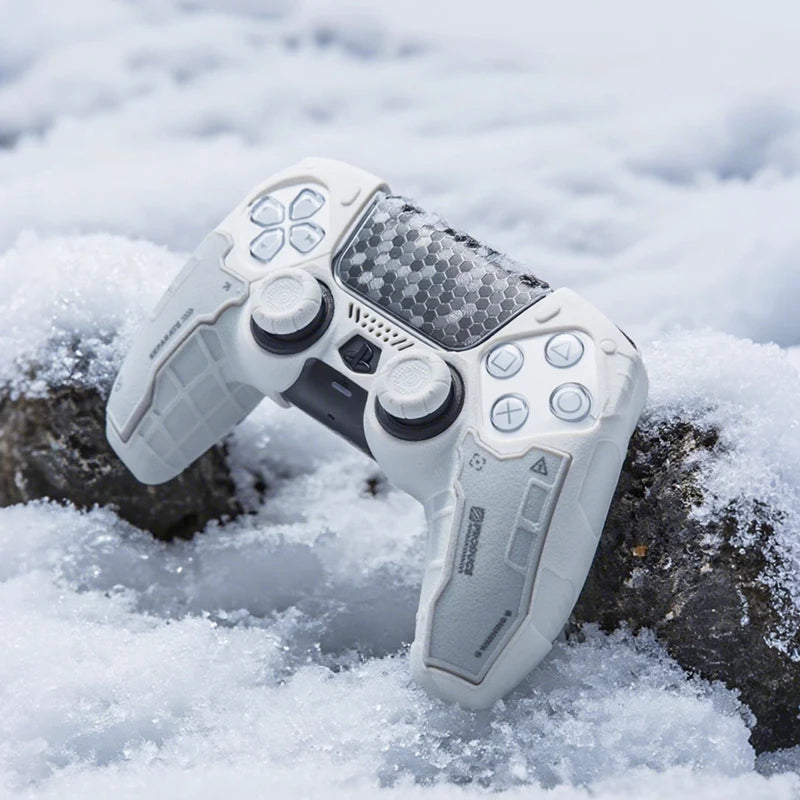 Tactical Mecha Matte Silicone Soft Protector Sticker Skin for Sony Dualsense 5 PS5 Controller Case Thumb Stick Grip Cap Cover