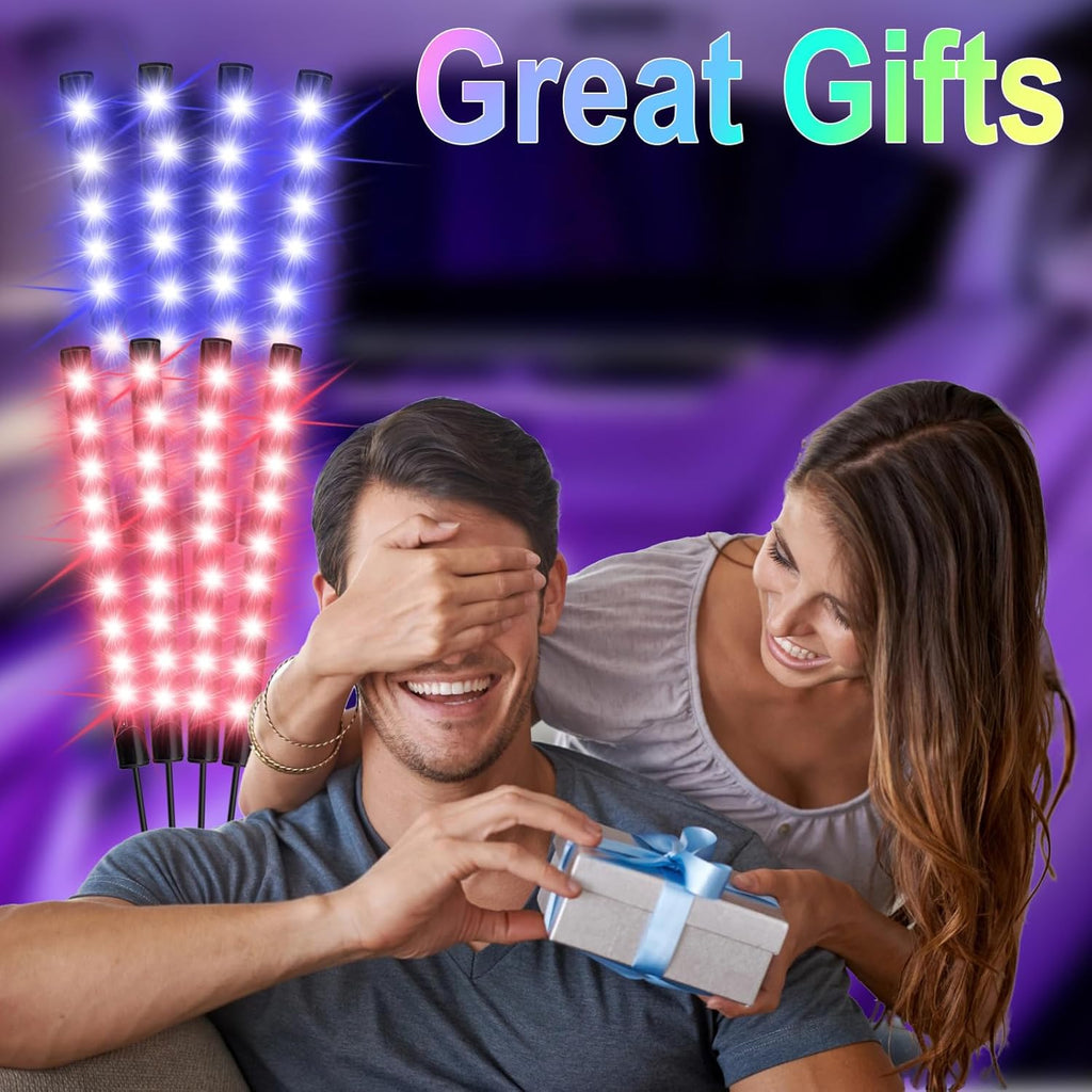 Car Interior Lights, 12V LED Strip Lights with Cigarette Lighter Adapter, Ambient Lighting Car Accessories, App & Remote Control Music Sync Color Change Lights for Truck Car- 2 Set