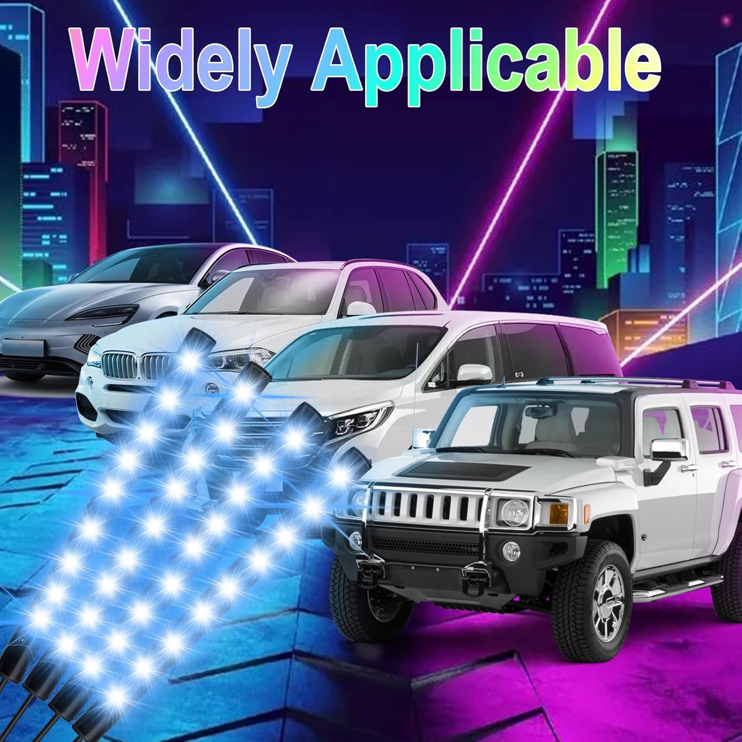 Car Interior Lights, 12V LED Strip Lights with Cigarette Lighter Adapter, Ambient Lighting Car Accessories, App & Remote Control Music Sync Color Change Lights for Truck Car- 2 Set