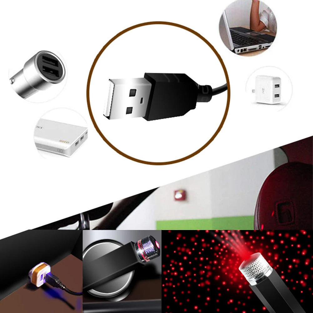 Car LED Starry Sky Night Light Romantic Atmosphere Galaxy Lights 5V USB Powered Projector Lamp for Car Roof Room Ceiling Decor
