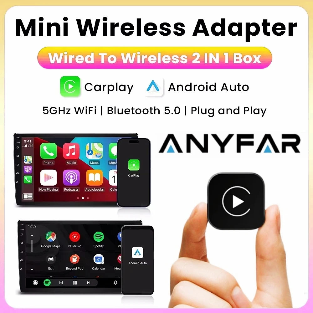 2-In-1 Wireless Carplay Dongle Wired to Wireless Android Auto Adapter AI Smart Box Car Intelligent Systems for Car with Carplay